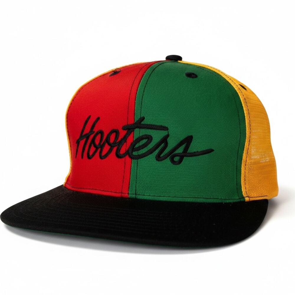 Vintage 90s Hooters Restaurant Spellout Rastafarian Jamaican Snapback Hat New